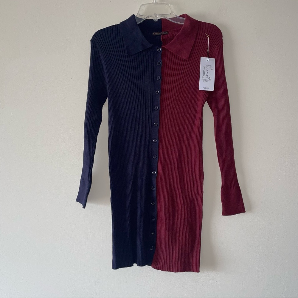 Two-Tone Long Sleeve Dress